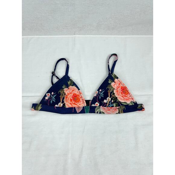 Triangl Bikini Top Delilah Floral Navy Neoprene Swim Beachy Babe Summer Vacation - Picture 1 of 6